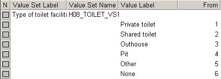 Dictionary of Value Set (Type of Toilet Facilities)