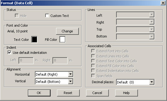 Format (Data Cell) Dialog Box