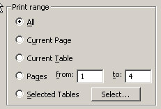 Print Range in Print Dialog Box