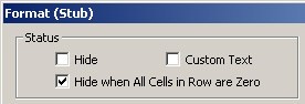 Hide when All Cells in Row are Zero in Format (Stub) Dialog Box)