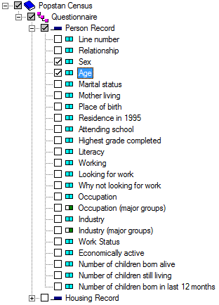 item tree with items selected