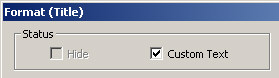 Custom Text in Format (Title) Dialog Box