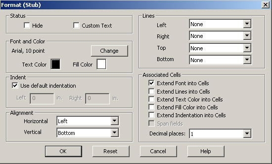Format (Stub) Dialog Box