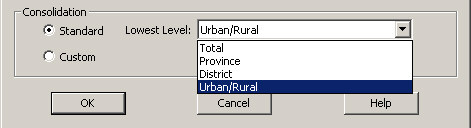 Consolidation in Area Dialog Box
