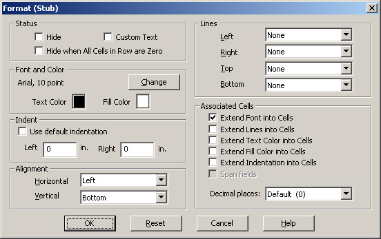 Format (Stub) Dialog Box
